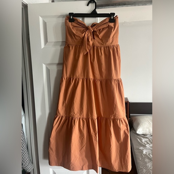 Anthropologie Strapless Tie-Front Midi Dress (M) - Picture 3 of 4